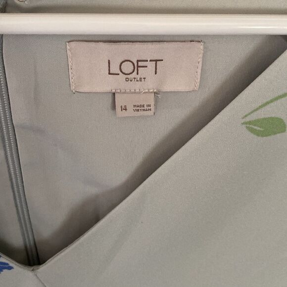 LOFT Women's Floral Wrap Dress - Blue and White - Picture 2 of 4